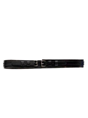 Vintage Jacob Black Leather Double Buckle Belt Equestrian Moto